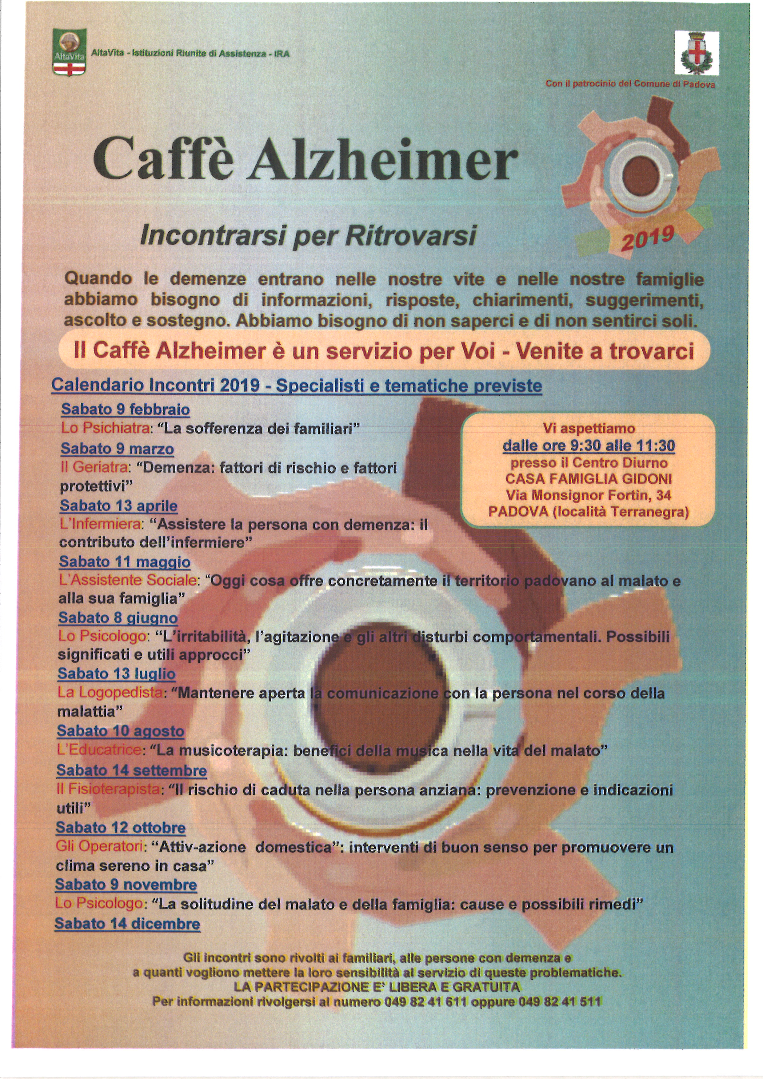 Caffè Alzheimer – Casa Famiglia Gidoni e Centro Diurno Monte Grande Caffè Alzheimer – Casa Famiglia Gidoni e Centro Diurno Monte Grande